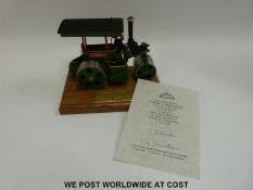RVM limited edition diecast model Simplicity steam roller number 0017, on wooden display plinth.