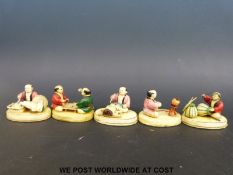 Five early plastic models of Chinese figures
