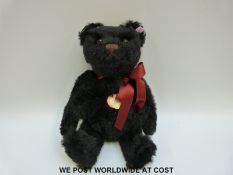Steiff Original 2009 Teddy Bear 'Joshua', 663208, with black mohair, button to ear,