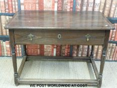 A mahogany side table with single drawer (W104 x D62 x H72cm)