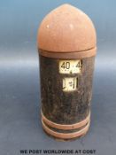 A 'trench art' alarm clock in the form of a shell, possibly pre WWI, with Gustav Becker movement,