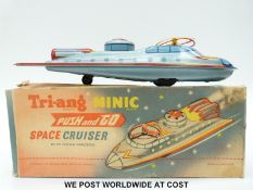 Tri-ang Minic Push and Go model Space Cruiser with Flying Saucers,