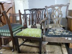 Nine Georgian and later chairs including Chippendale style