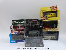 Eight Corgi diecast model cars and vehicle sets including Only Fools and Horses, Heartbeat,