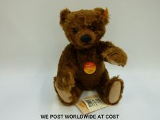 Steiff Original Classic Teddy Bear 30, 004803, with russet brown mohair, button to ear and tags,
