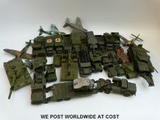 Thirty five Dinky toys and Dinky Supertoys diecast model military vehicles including areoplanes,
