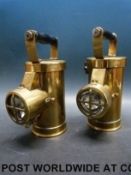A pair of brass CEAG miner's lamps