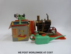 Mamod SE2A stationary live steam engine together with a polishing machine in original box,