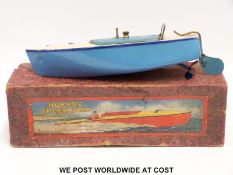 Hornby tin-plate clockwork speed-boat, in original box.