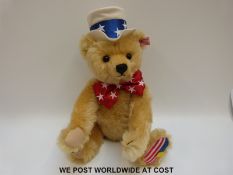Steiff Original 'The First American Teddy Bear', 667183, with blonde mohair and growler,