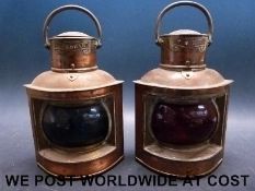 A pair of copper port and starboard ship's lights (height 25cm)