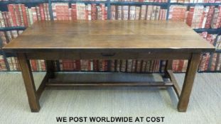 An oak refectory table with side drawer (L175 x W83 x H75cm)