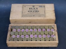 A hundred 16 Gauge Eley blank pin-fire cartridges, both in original boxes, one sealed with lid.