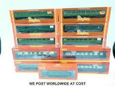 Eleven Hornby 00 gauge Southern Rail Carriages,