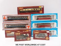 Eight Airfix and Lima 00 gauge carriages and wagons, together with a BR 0-4-2 tank locomotive,