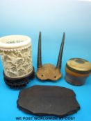 A mid 19thC stained ivory snuff box,