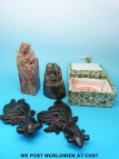 Two soap stone carvings,