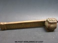 A late 19thC Persian brass scribe's box (length 24cm)