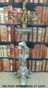 A gilded and silvered jardinere stand (height H95cm) and a light fitting