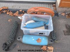 A collection of boat /yacht fenders,