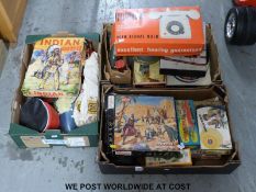 A collection of mainly military related toys including Dinky diecast models, Airfix kits,