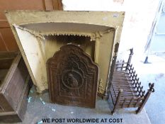 A cast iron fireplace together with a fire basket and a fire back (fireplace H97 x W82 x D33cm)