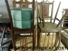 Seven wheel back and other chairs and an adjustable stool