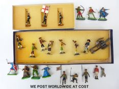 A collection of Britains hollowcast lead and similar soldiers including a set of seven Robin Hood