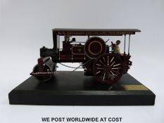 Bassett-Lowke limited edition diecast model Burrell steam roller on wooden display plinth with