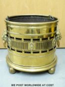 A brass coal scuttle with lift out bucket,