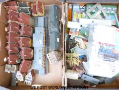 Twenty N gauge buildings together with various scenery and accessories.