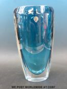 A Waterford Crystal turquoise vase (33cm tall)