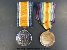 A pair of WWI medals awarded to 301836 Pte H E Wise,