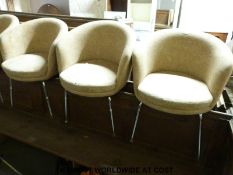 A set of six retro upholstered top chairs raised on chrome legs