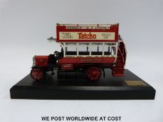 Bassett-Lowke limited edition diecast model Type B London bus on wooden display plinth.