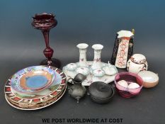 A collection of ceramics to include Crown Derby Imari plates including 1128 example, Masons,