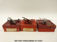 Three GiveJoy Skybirds wooden model aeroplanes,