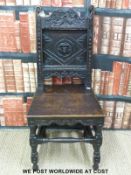 A late 18th/19thC carved oak hall chair