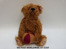 Steiff Original Teddy Bear Hamley's 'James', 663048, with reddish brown mohair, button to ear,