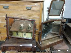 Three various 19thC mahogany swing frame mirrors (largest H62 x W54 x D26cm)