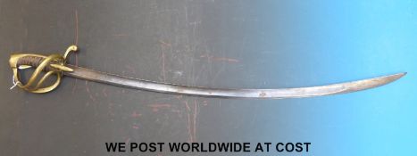 A 19thC Cavalry trooper's sword or sabre etched to both ends of the 86cm single edged curved