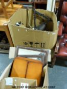 A headboard pole with cushions, mirrors, lamps and light fittings etc.