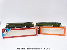 Two Lima 00 gauge diesel locomotives: BR CO-CO 'Meld' D9003 and BR CO-CO 'Sir Edward Elgar' 50007,