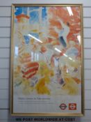 A vintage London tube and bus poster by Jake Sutton dated 1999 with pencil signature to lower