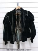 A Victorian / Edwardian style ladies black brocade evening cape with beadwork decoration and a