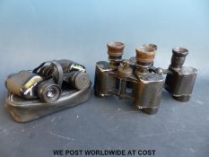 Three pairs of prismatic binoculars comprising Carl Zeiss 12 x 40 No.