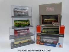 Eight Corgi Original Omnibus Company (OOC) diecast model buses,