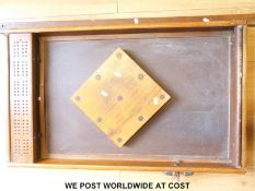 An oak table skittles game.