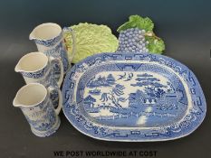 A blue and white meat plate,