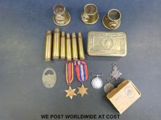 A pair of WWI medals awarded to 19764 Pte C Clothier, Duke of Cornwall Light Infantry,